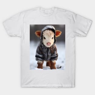 Baby cow winter Christmas T-Shirt